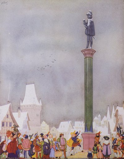 Illustration pour Le Prince Heureux par Oscar Wilde (lithographie en couleur) - English School