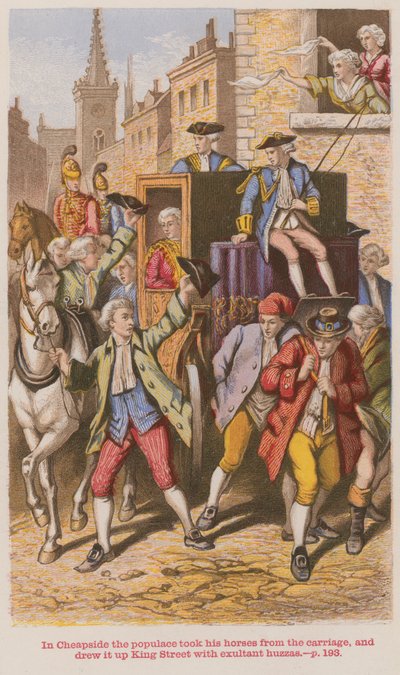 À Cheapside, la populace a pris ses chevaux du carrosse - English School