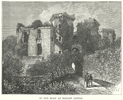 Dans les douves du château de Raglan (gravure) - English School
