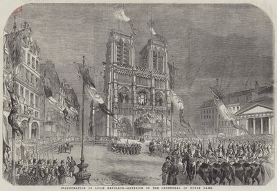 Inauguration de Louis Napoléon, extérieur de la cathédrale Notre-Dame (gravure) - English School