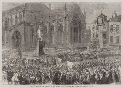 Inauguration de la Statue Commémorative de M. Herbert Ingram, MP, sur la Place du Marché, Boston (gravure) - English School