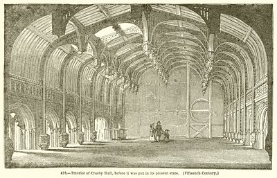 Intérieur de Crosby Hall, avant sa mise en état actuelle (XVe siècle) - English School