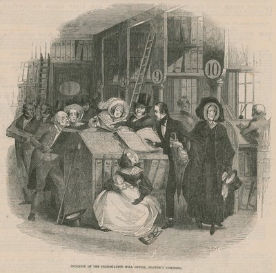 Intérieur du bureau des testaments de prérogative, Doctors Commons, Londres - English School