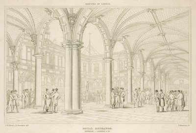 Intérieur du Royal Exchange, Londres, vue sud-ouest - English School
