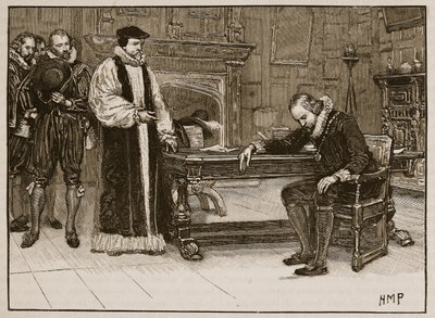 Entrevue entre Bacon et la délégation des Lords, illustration de Cassells Illustrated History of England - English School