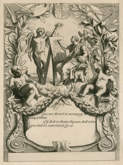 Invitation de la Society of Painters au peintre Stayners Hall - English School