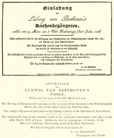 Invitation aux funérailles de Beethoven - English School