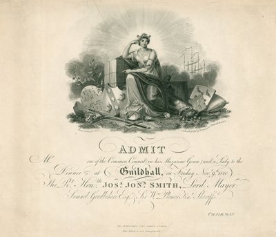 Invitation à un banquet au Guildhall, Londres, le 9 novembre 1810 - English School