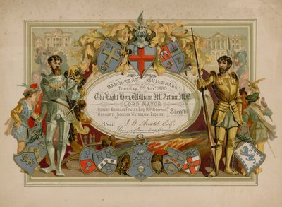 Invitation à un banquet au Guildhall, Londres, le 9 novembre 1880 - English School