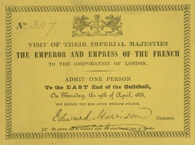 Invitation à la visite de leurs Majestés Impériales, l