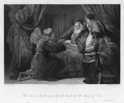 Isaac bénissant Jacob, Genèse XXVII, 22 - English School