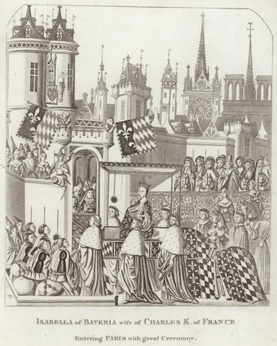 Isabelle de Bavière, épouse de Charles K. de France entrant à Paris avec grande cérémonie - English School