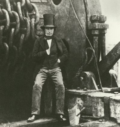 Isambard Kingdom Brunel, ingénieur, pendant la construction du Great Eastern (gravure) - English School