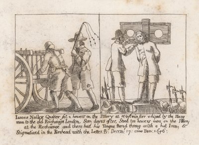 James Nailor, Quaker, assis deux heures sur le pilori à Westminster - English School