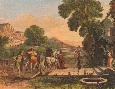 Jephthé accueilli par sa fille après avoir vaincu les Ammonites - English School