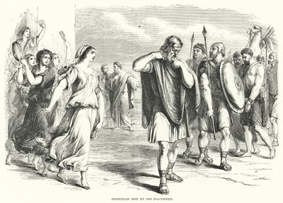 Jephthé accueilli par sa fille (gravure) - English School