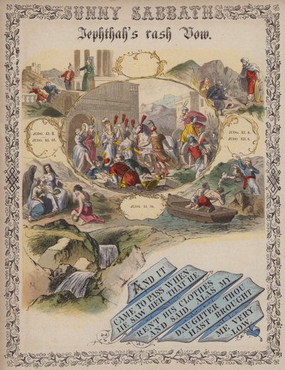 Le vœu imprudent de Jephté (gravure en couleur) - English School