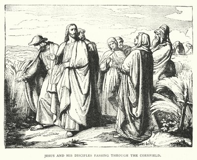 Jésus et ses disciples traversant le champ de blé (gravure) - English School