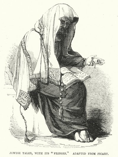 Taled juif, avec ses "franges," adapté de Picart (gravure) - English School