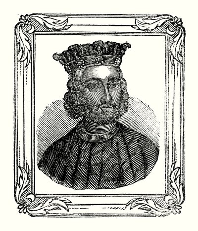 Jean est né en 1167, couronné en 1199, et mort en 1216 (gravure) - English School