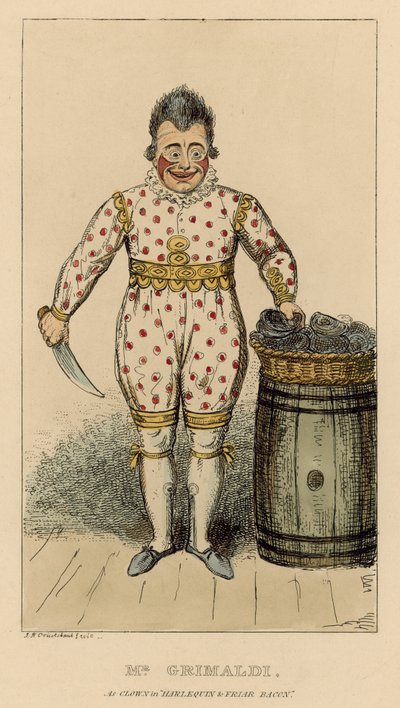 Joseph Grimaldi en Clown dans Harlequin et Friar Bacon - English School