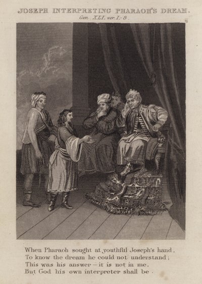 Joseph interprétant le rêve de Pharaon, Genèse XLI, versets 1-8 - English School