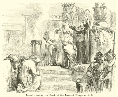 Josias lisant le livre de la loi, 2 Rois, xxiii, 2 - English School