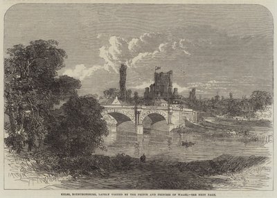 Kelso, Roxburghshire, récemment visité par le Prince et la Princesse de Galles (gravure) - English School
