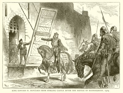 Le roi Édouard II repoussé du château de Stirling après la bataille de Bannockburn, 1314 - English School