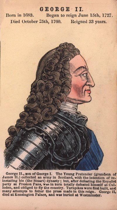 Roi George II (gravure en couleur) - English School