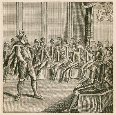 Le roi Henri III entrant au parlement et trouvant les barons en armure - English School