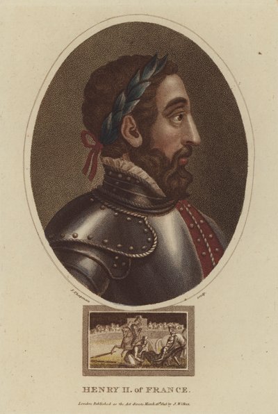 Roi Henri II de France (gravure en couleur) - English School