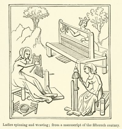 Dames filant et tissant, d