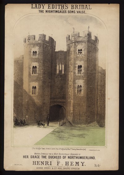 Les Noces de Lady Edith, écrit pour la Duchesse de Northumberland par Henri F Hemy, couverture de musique - English School