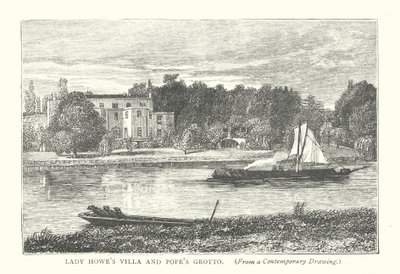 Villa de Lady Howe et grotte de Pope (gravure) - English School