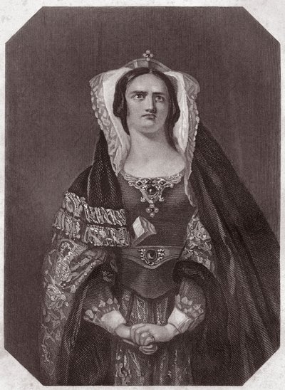 Lady Macbeth (Macbeth) dans - « Galerie des femmes de Shakespeare, collection de quarante-cinq portraits sérieux par les premiers artistes de Londres, enrichie de notices critiques et littéraires » vers 1838 - de « Galerie des femmes de Shakespeare » - English School