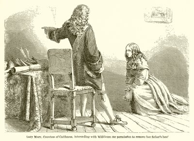 Lady Mary, Comtesse de Caithness, intercédant auprès de Middleton pour obtenir la permission de retirer la tête de son père - English School