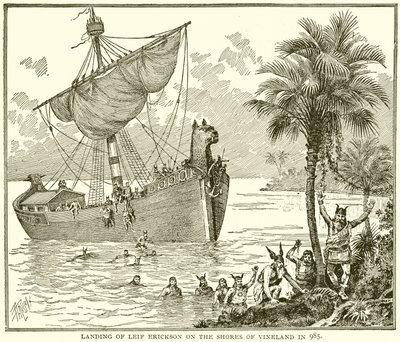 Débarquement de Leif Erickson sur les rivages du Vinland en 985 - English School