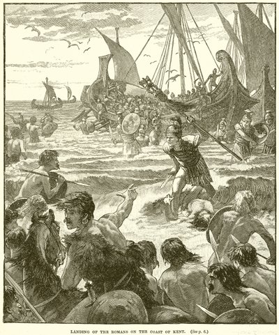 Débarquement des Romains sur la côte du Kent - English School