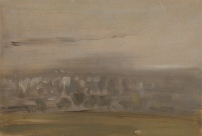 Paysage avec des arbres sur une pente (Vallée boisée, vue à travers la brume) précédemment attribué à J.M.W. Turner (1775-1851) et aussi attribué à Peter de Wint (1784-1849) - English School