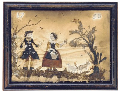 Paysage avec figures et moutons - English School