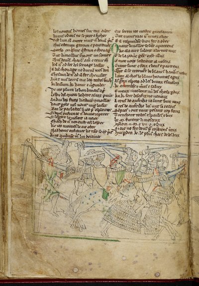 Lansdowne 782 f.26v Une bataille entre chevaliers montés, de 