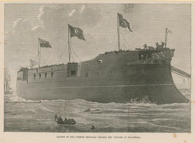 Lancement de la frégate cuirassée turque Mes Oudiyeh à Blackwall - English School
