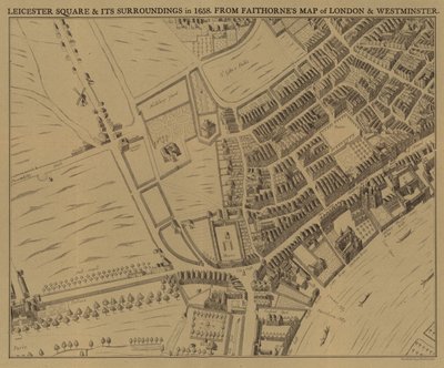 Leicester Square et ses environs en 1658 - English School