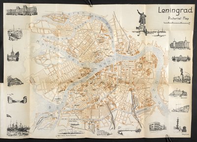 Leningrad, carte dépliante illustrée de 