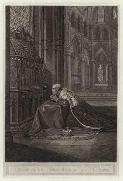 Louis VII, roi de France, devant la tombe de Beckett - English School