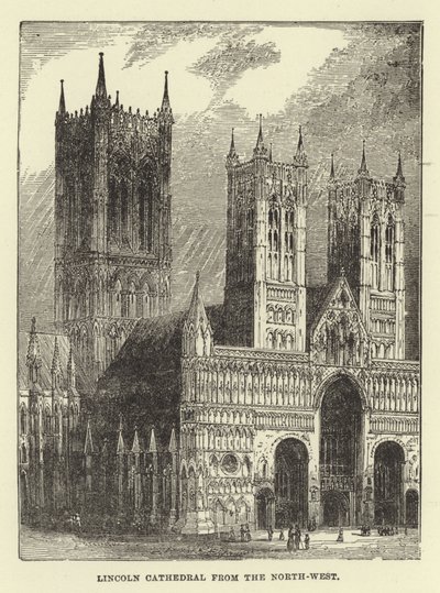 Cathédrale de Lincoln depuis le nord-ouest - English School