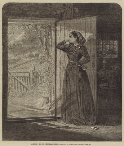 Écouter les cloches de Noël (gravure) - English School