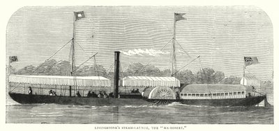 Le bateau à vapeur de Livingstone, le "Ma-Robert" (gravure en couleur) - English School