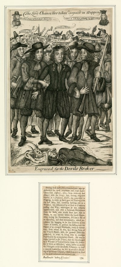 Arrestation du Lord Chancelier Jefferies à Wapping - English School